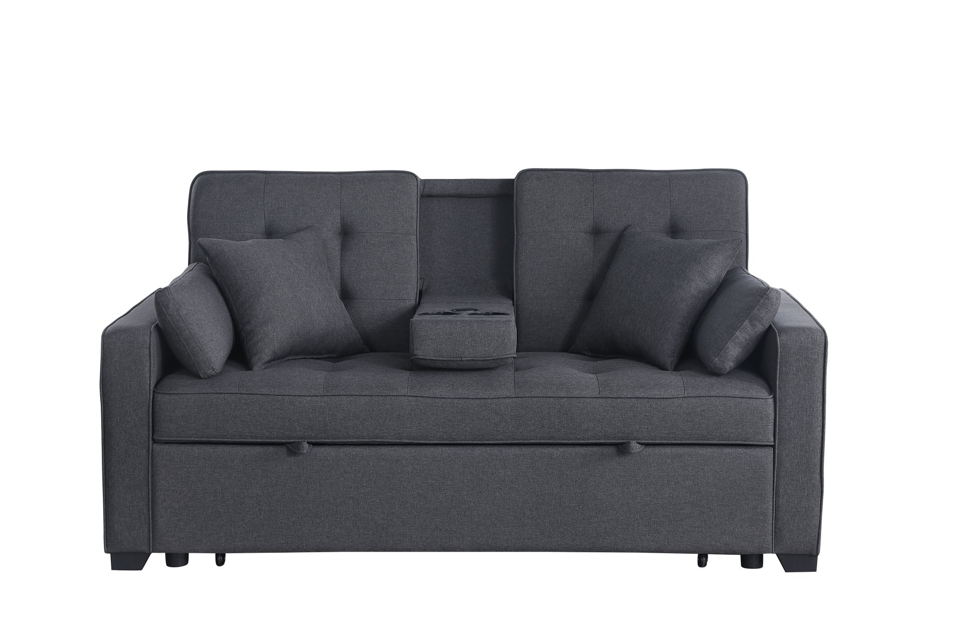 Cody II - Convertible Sleeper Loveseat With Cup Holder, Charging Ports and Pocket - Dark Gray - Image 10