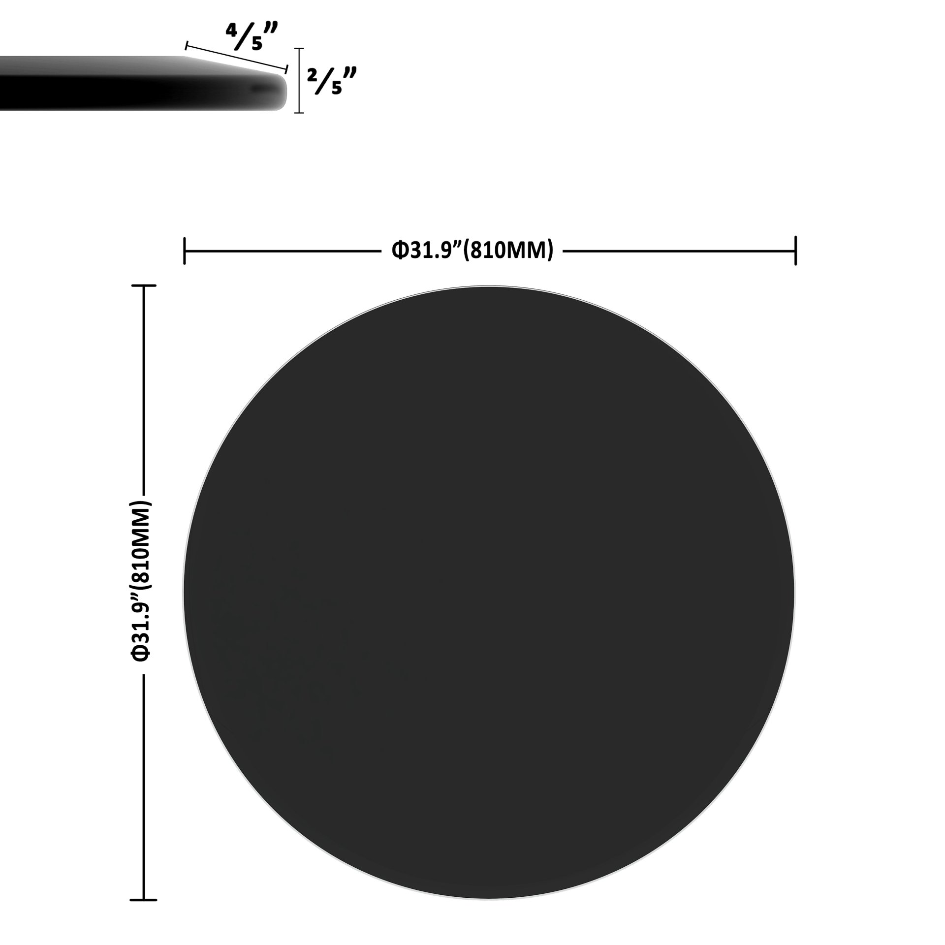 32" Round Tempered Glass Table Top Glass 2 / 5" Thick Beveled Polished Edge - Black - Image 3