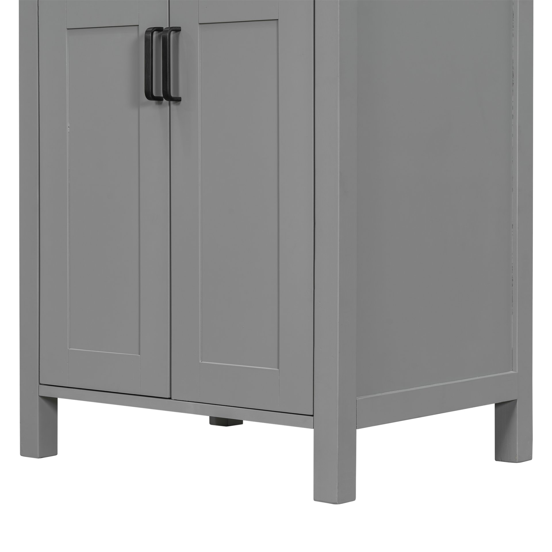 Bathroom Vanity With Sink, Soft Close Doors, Flip Drawer, Double Layer Door Shelves - Grey - Image 16