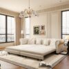 3 In 1 Pull Out Sofa Bed, Convertible Sleeper Sofa Bed, 3 Seater Sofa With Movable Ottoman - Beige - Image 9