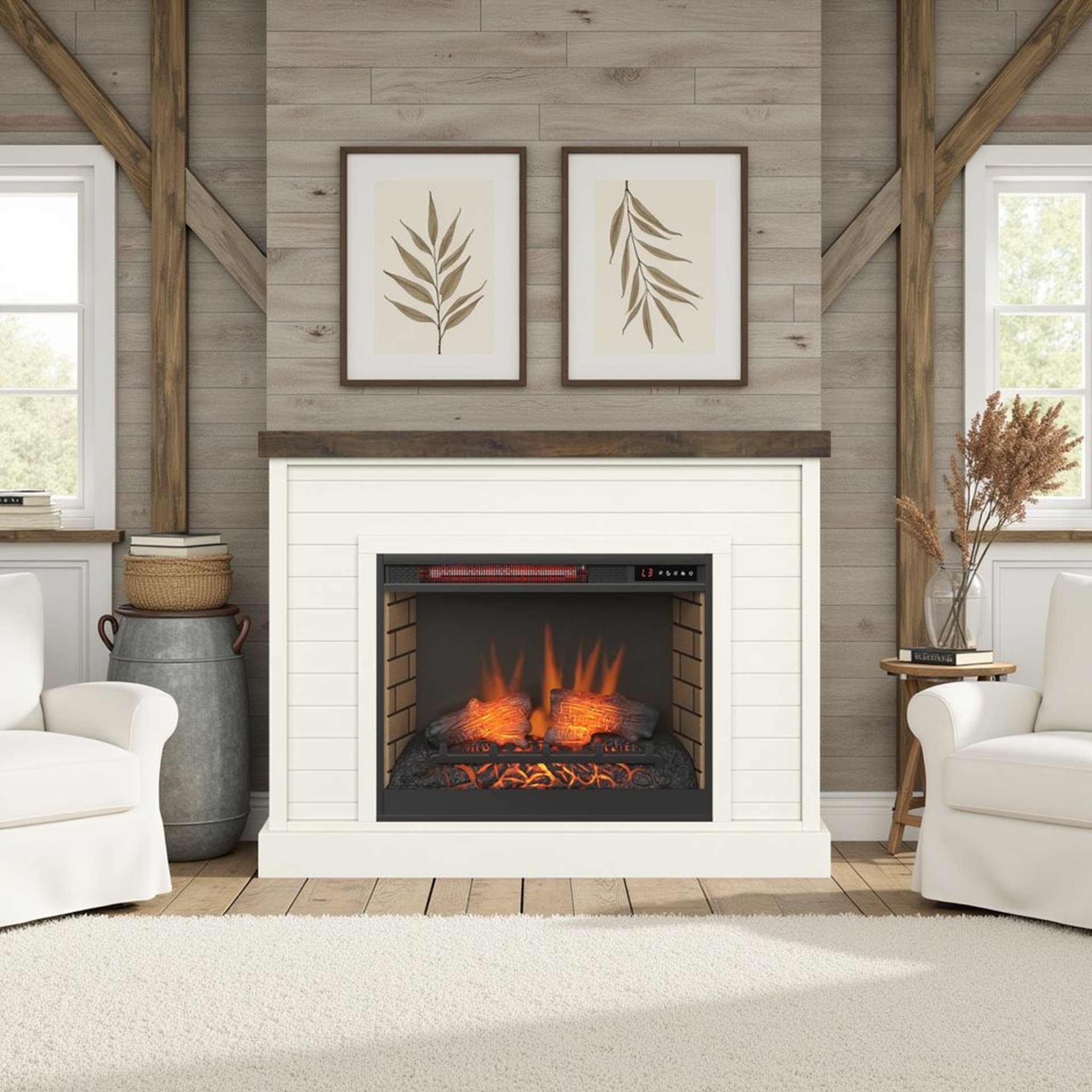 Washington - Fireplace With Mantel - Jasmine Whitewash / Barnwood - Image 10