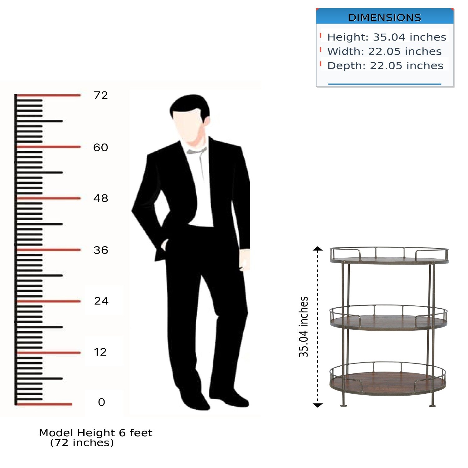 Industrial Round Butler Tray Table - Chestnut - Image 11