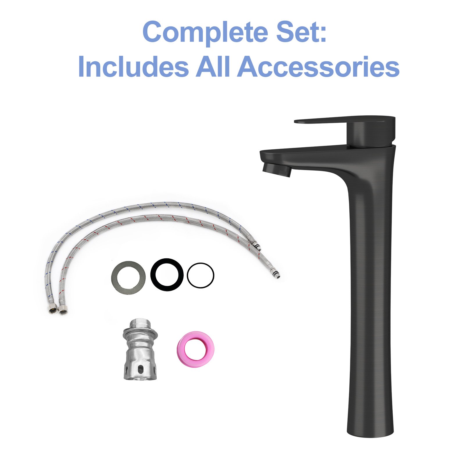 Single Handle Vessel Sink Faucet With Tall Spout For Bathroom Vanity - Oil-Rubbed Bronze - Image 6