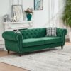 Chesterfield Sofa With Roll Armrest & Nailhead, 3 And 2 Seater - Green - Image 12