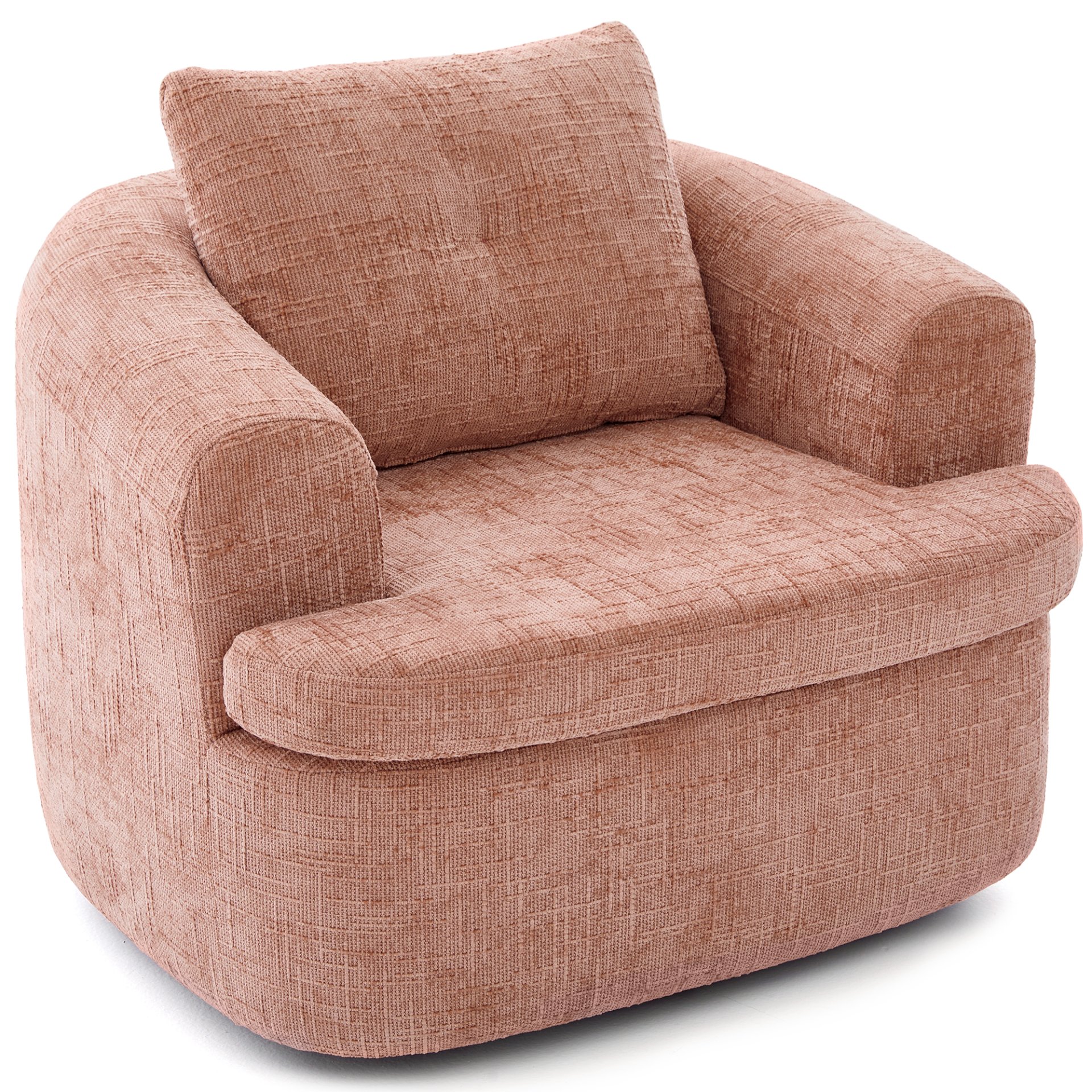 360° Swivel Accent Barrel Chair With Dual Layer Cushion, Round Seating For Living Room - Pink - Image 10
