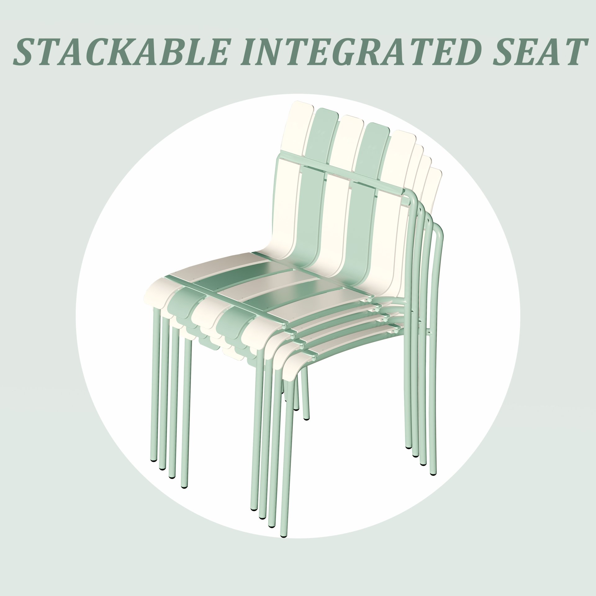 4 Piece Set Of Single Chairs With Modern Color Blocking Design, UV Resistant And Rust Proof - Haze Green / White - Image 11