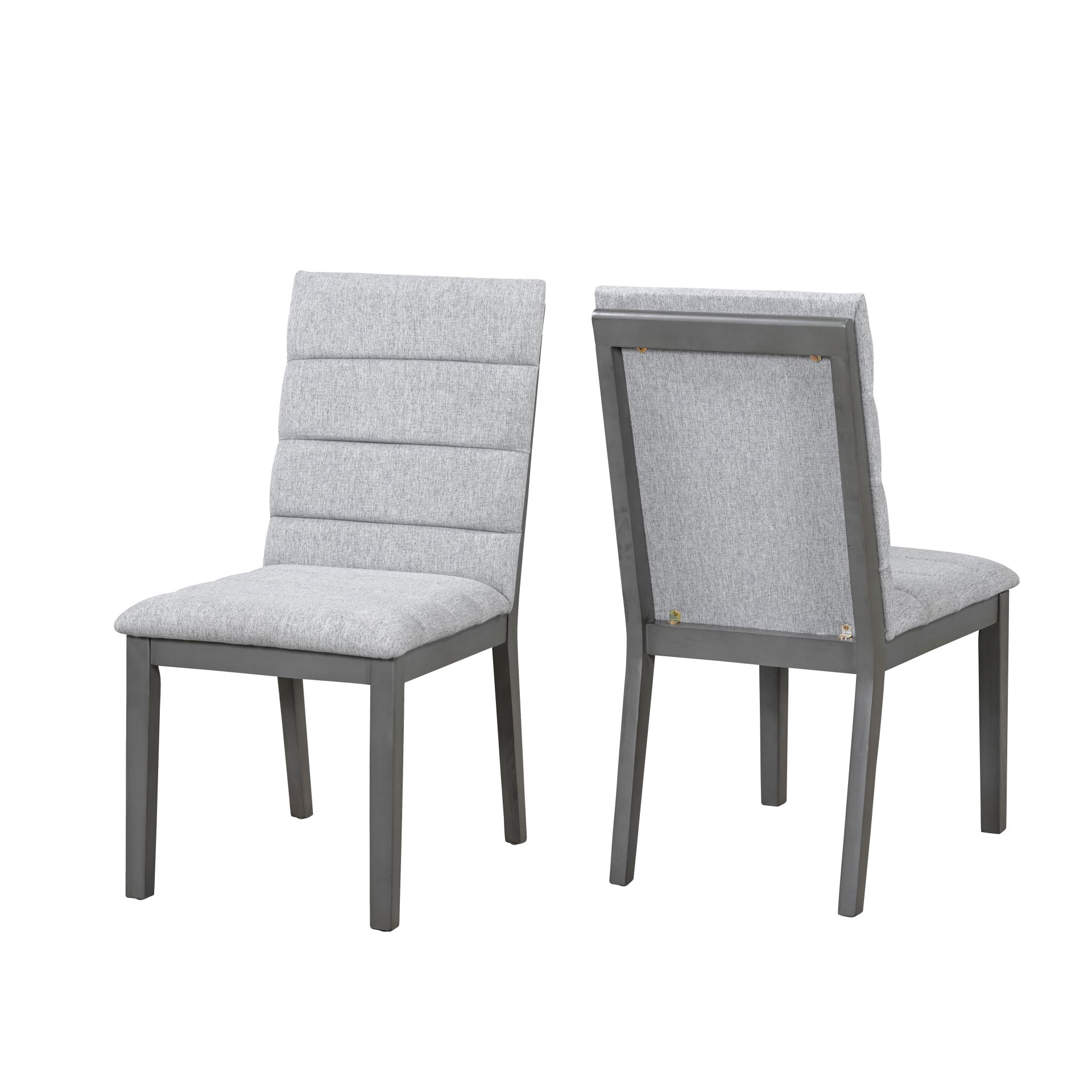 Tufted Upholstery Modern Dining Chairs (Set of 2) Sleek Comfort With Rubber Wood Frame - Gray / Oak - Image 4