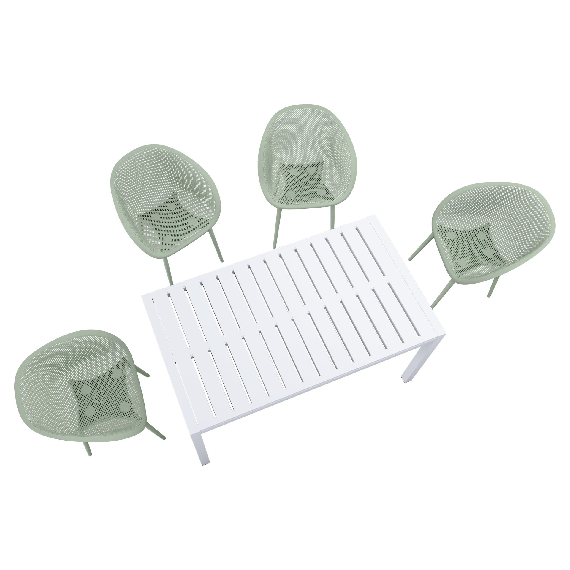 2 Pack Lounge Chair Set With Folding Square Table - Pale Green / White - Image 14