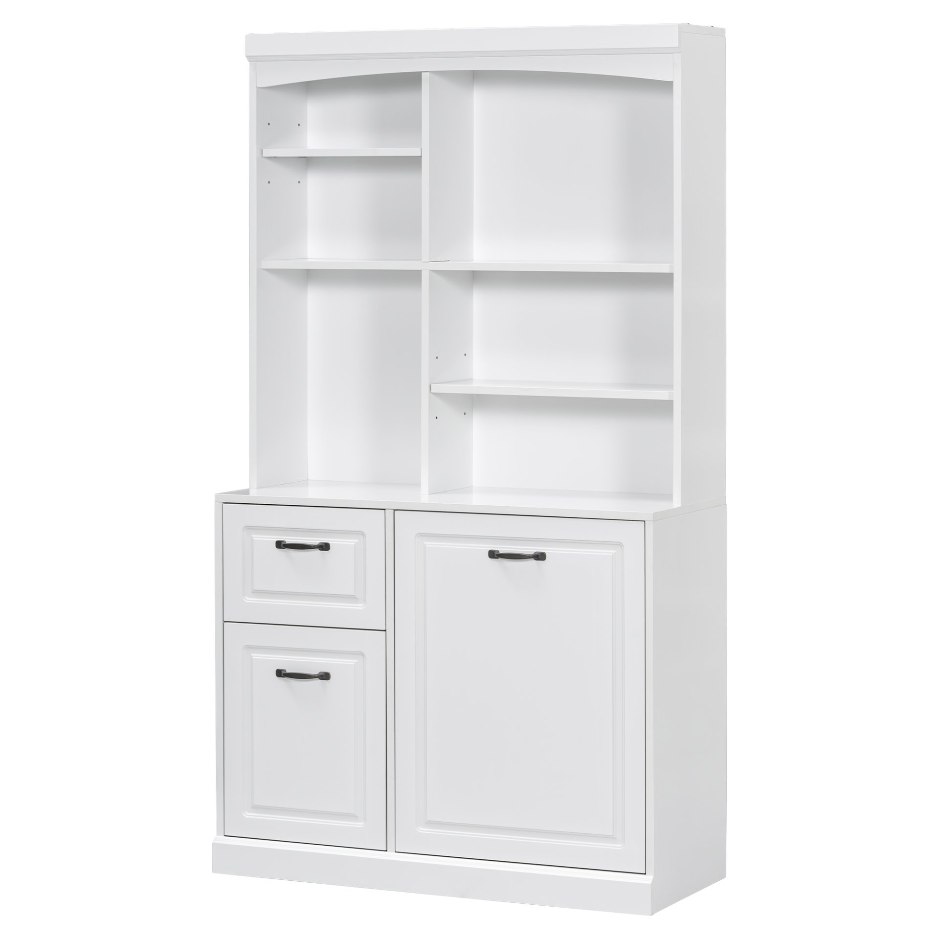 Bathroom Storage Cabinet With Tilt Out Hamper, Tall Free Standing Organizer With Drawers & Adjustable Shelves, Linen Tower With Steel Handles - White - Image 14
