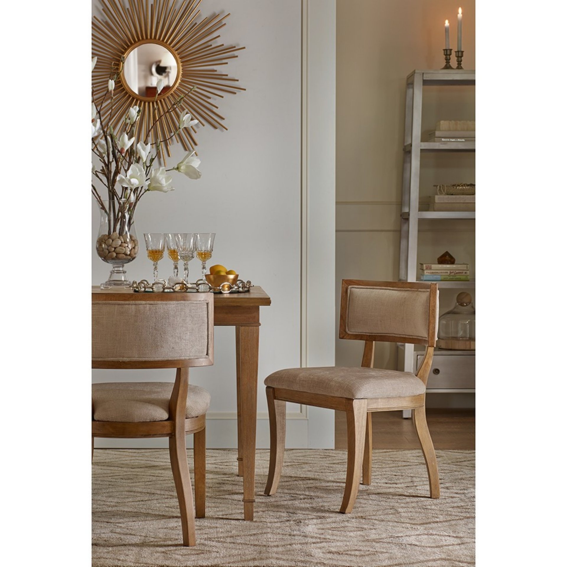 Classic Dining Chair With Curved Back (Set of 2) - Beige / Light Natural - Image 2