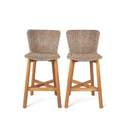 Lymington - Outdoor Bar Stool (Set of 2) - Light Brown / Teak