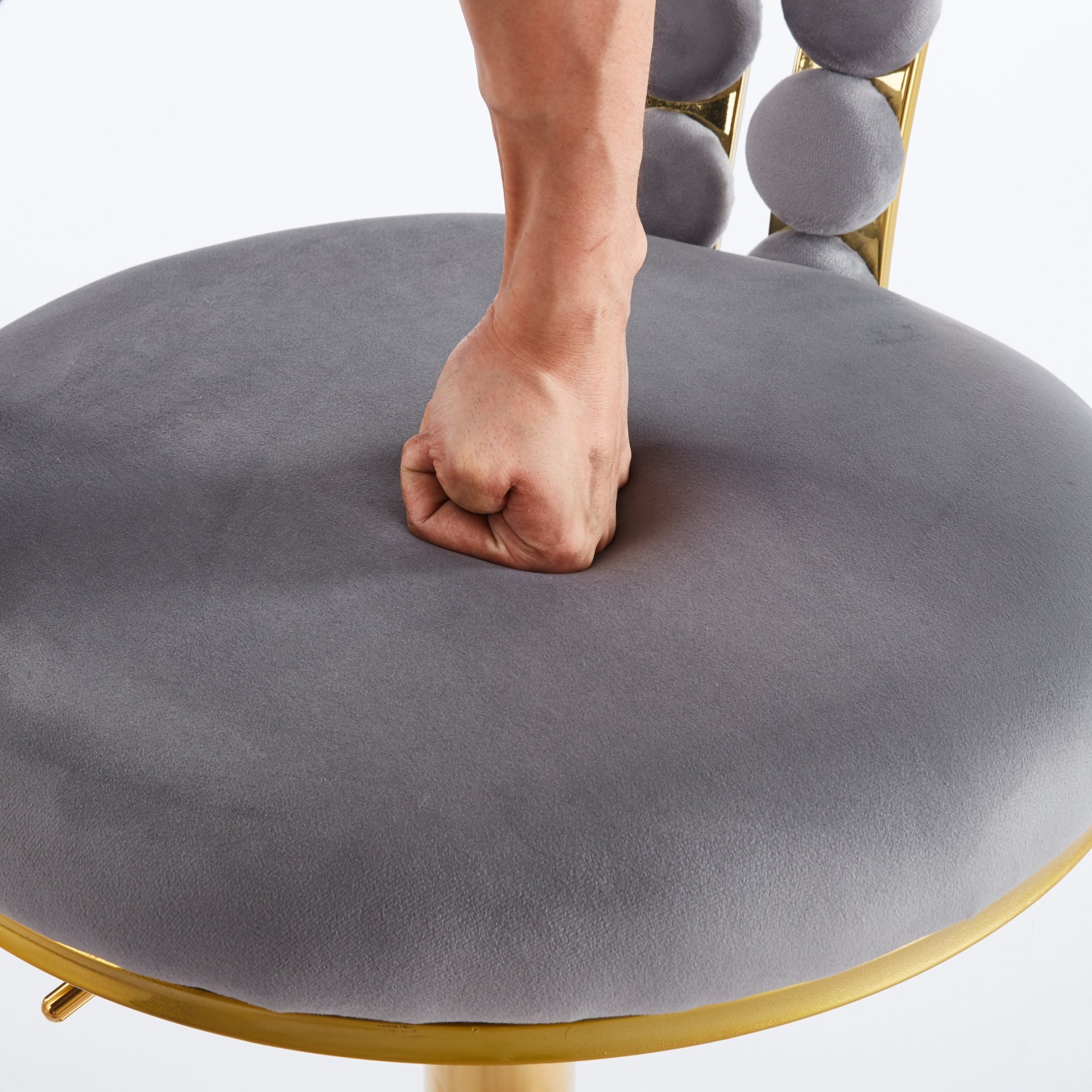 Bar Chair With Tube Legs (Set of 2) - Golden / Grey - Image 10