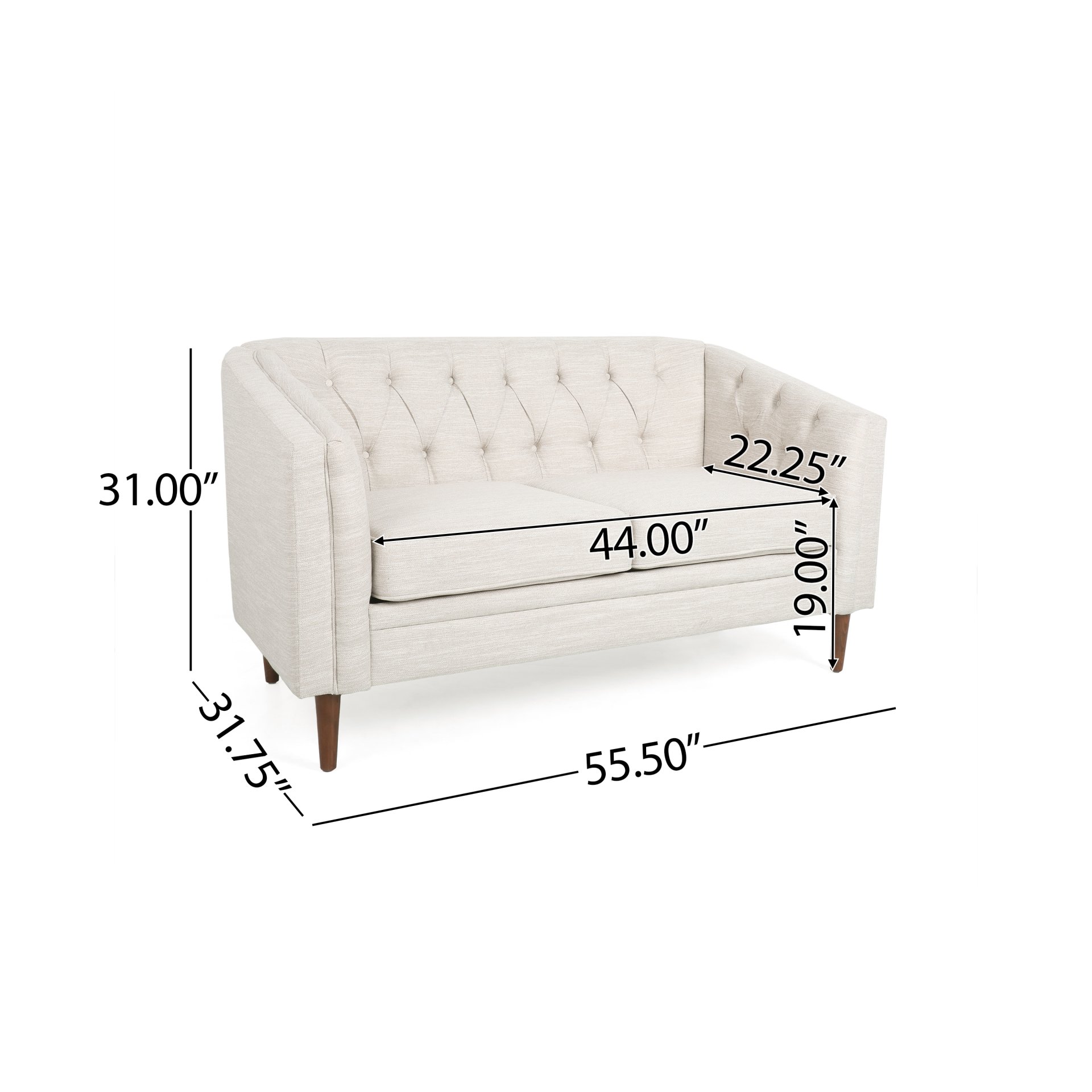 Sophisticated Loveseat With Diamond Stitched Detailing - Beige - Image 3