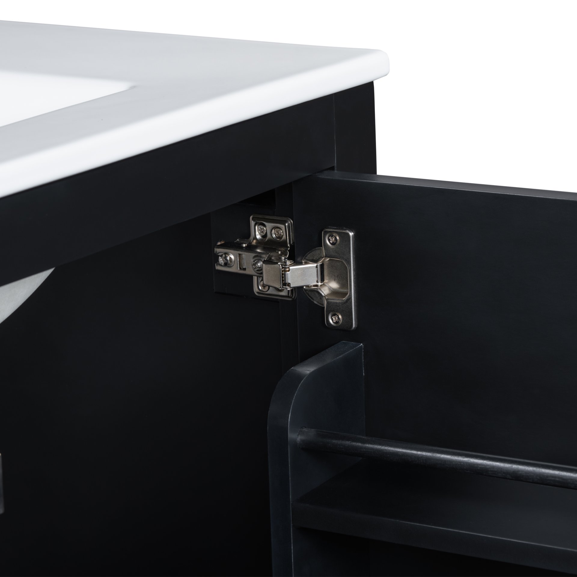 Bathroom Vanity With Single Sink, Combo Cabinet Undermount Sink, Bathroom Storage Cabinet With 2 Doors And A Drawer, Soft Closing, Multifunctional Storage, Solid Wood Frame - Black - Image 20