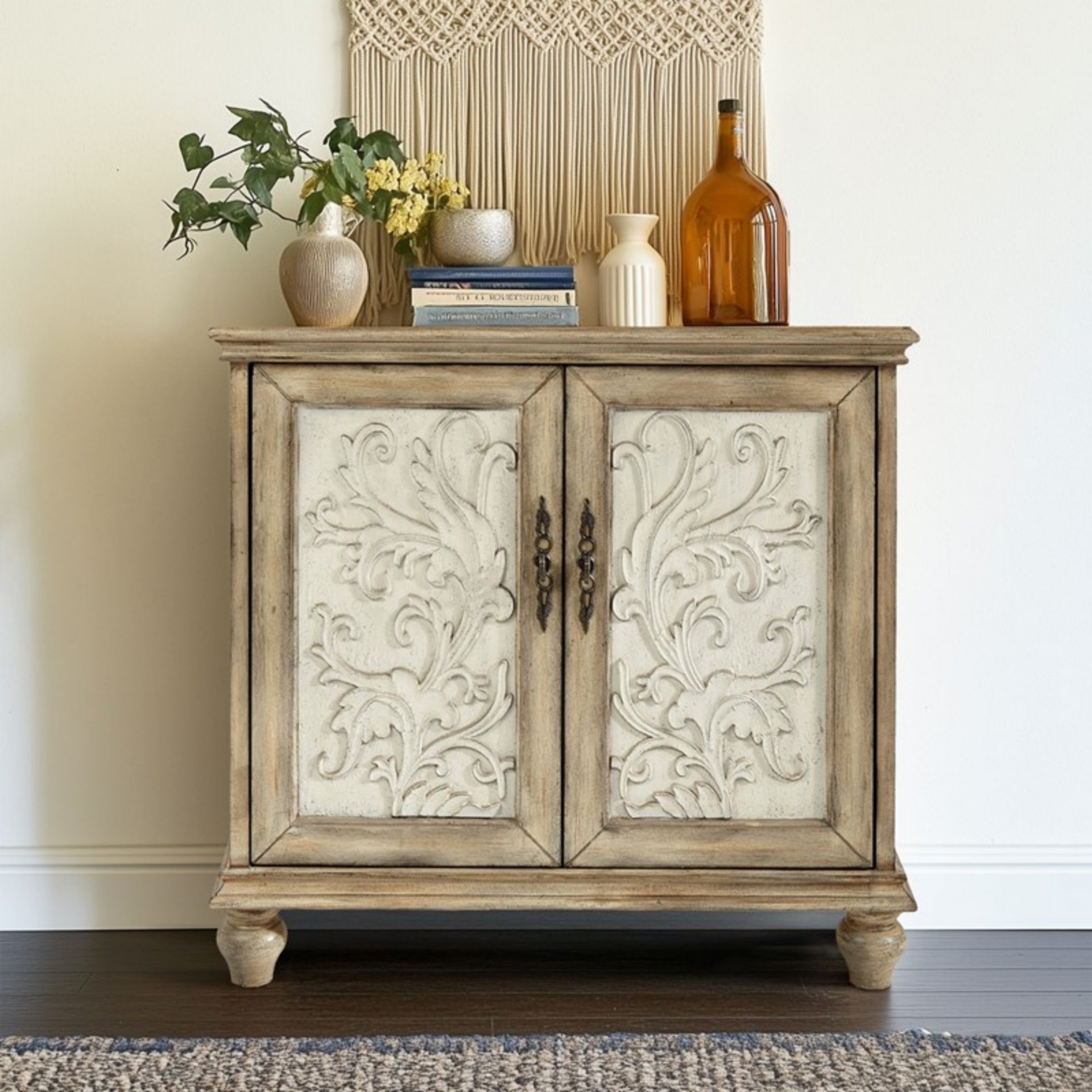 Driscoll - 2 Door Cabinet With Floral Design - Reclaimed Natural - Image 13