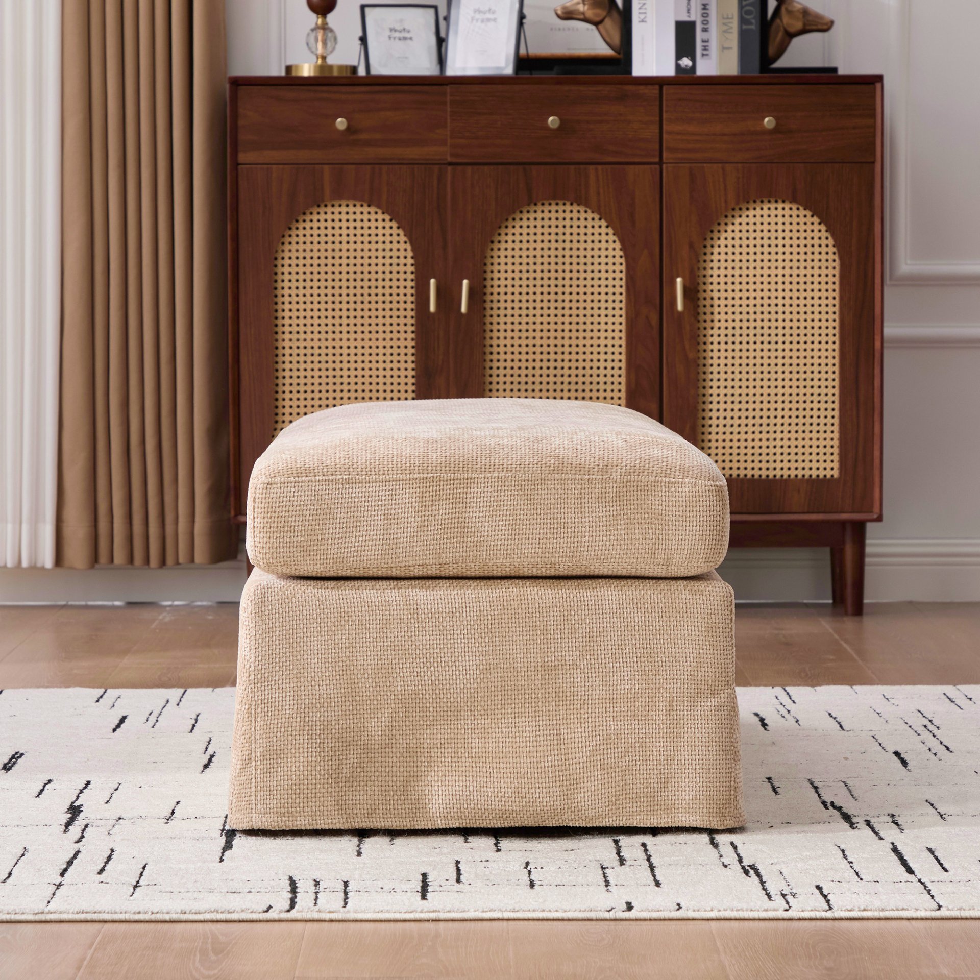 Upholstered Ottoman Foot Stool - Wheat - Image 6