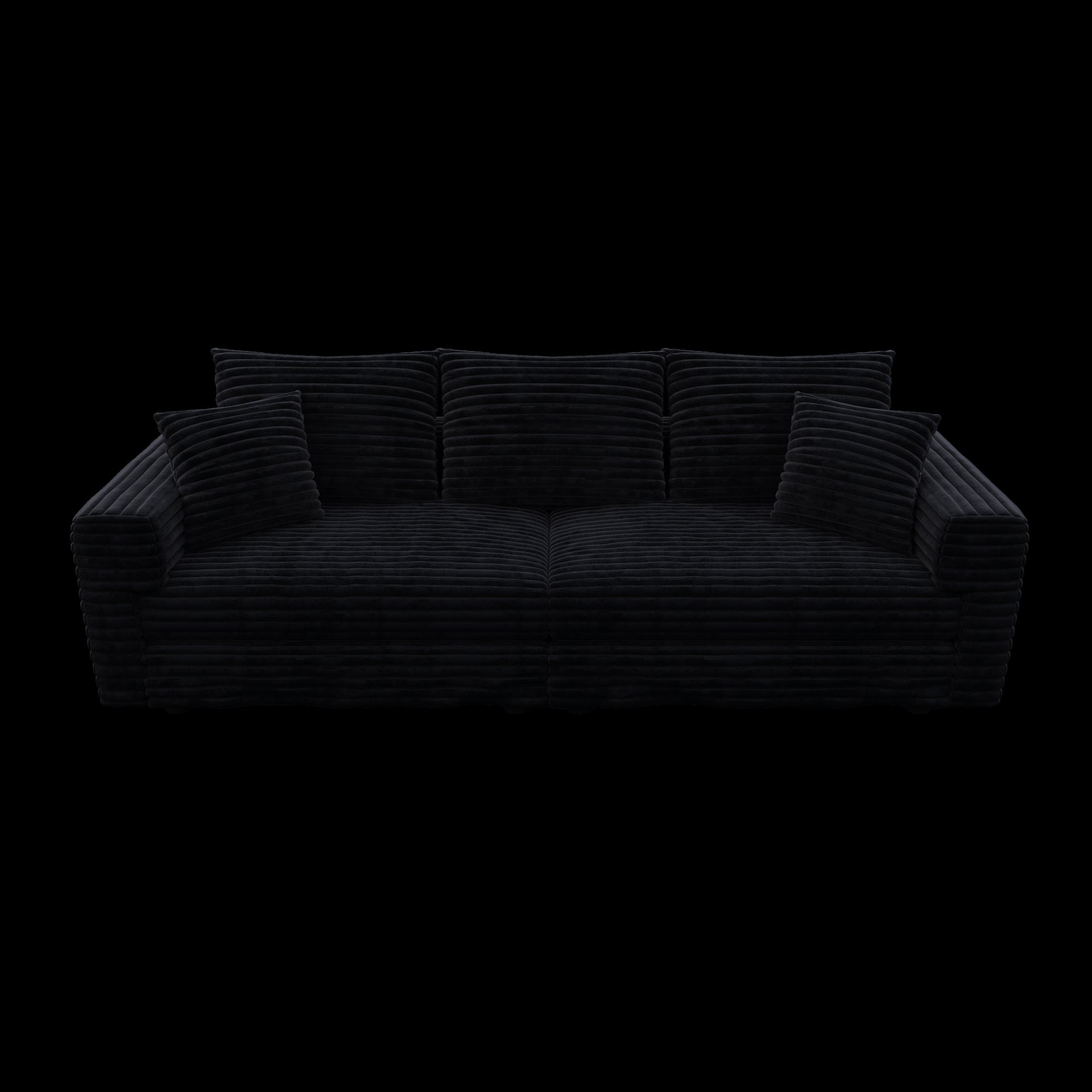 3 Seat Sofa, Deep Seat Couches With Soft Pillows And 3 Ottomans, Convertible Sofa Lounge Chair, For Living Room - Black - Image 14