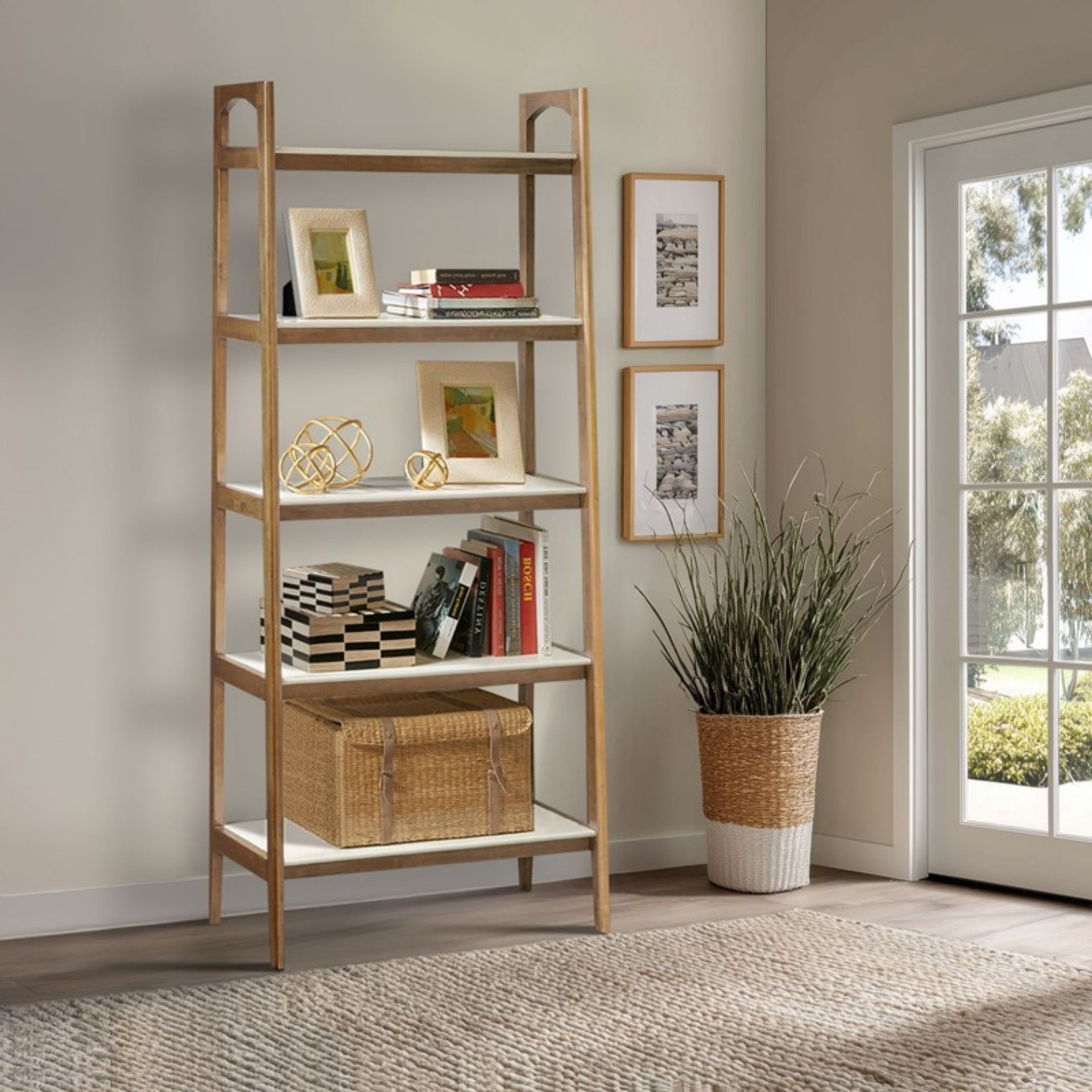 Parker - Bookcase With 5 Shelves - Off White / Natural - Image 2