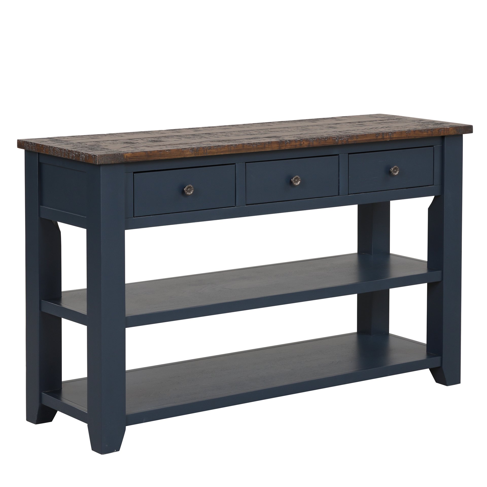 49'' Rectangular Solid 3 Drawer 2 Shelf Console Table - Blue - Image 10