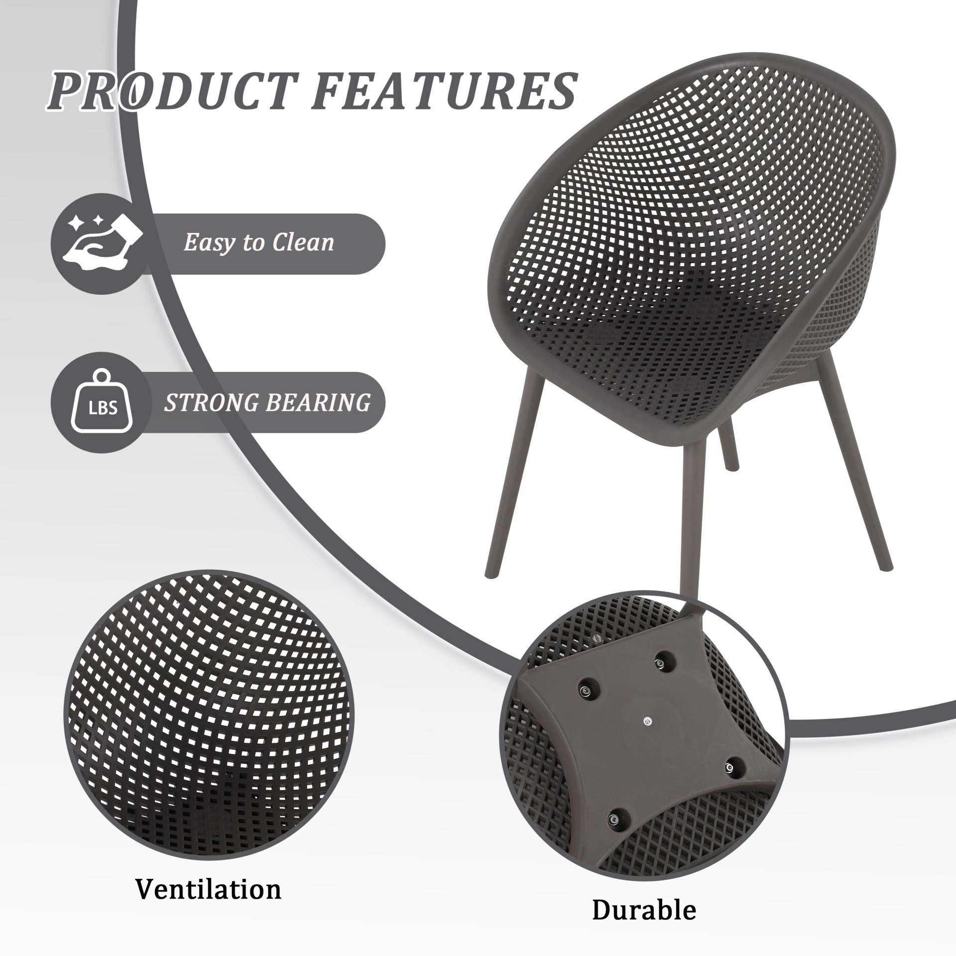 2 Lounge Chair Set With Round Table - Warm Grey / White - Image 7
