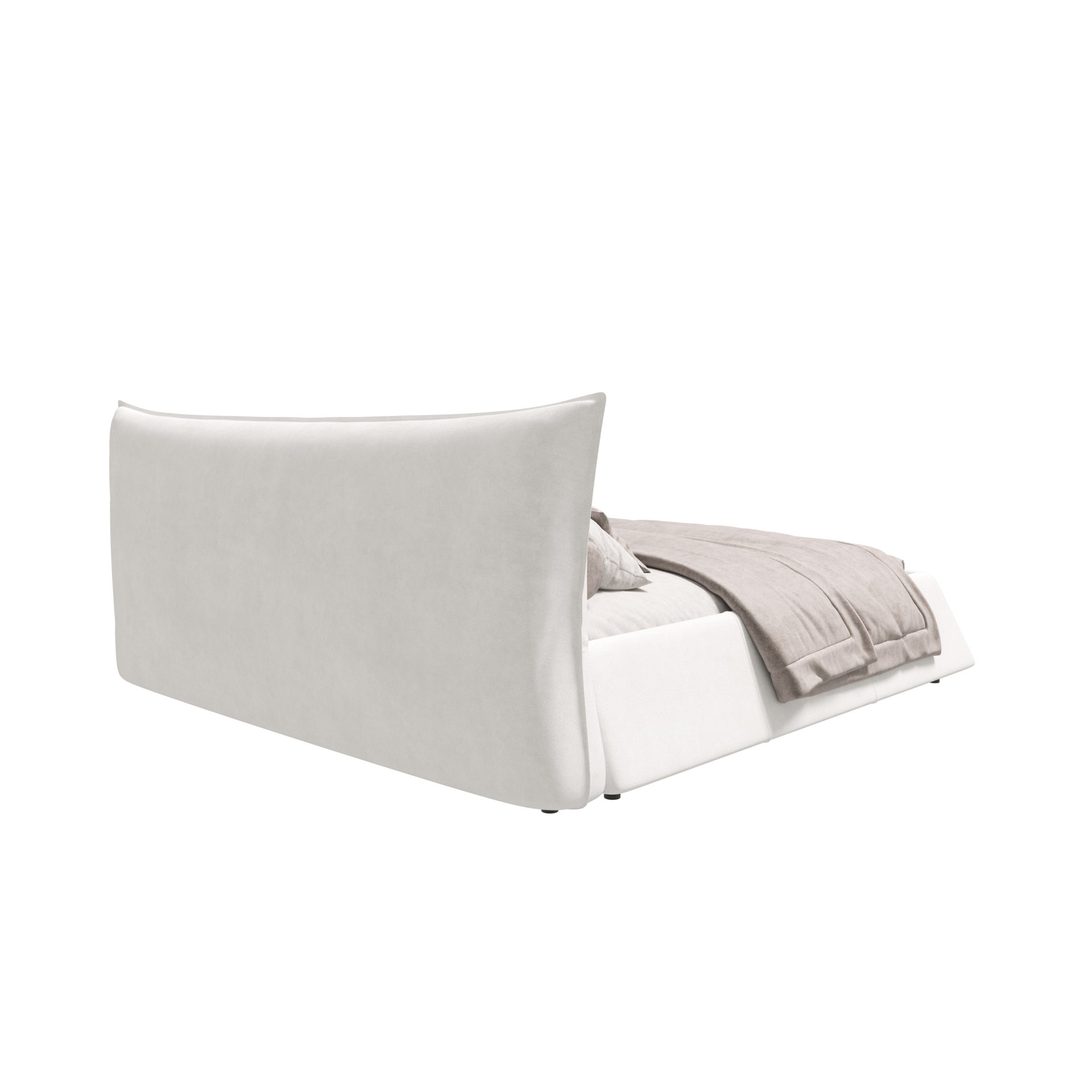 King Size Platform Bed With Special-Shaped Headboard - Cream - Image 9