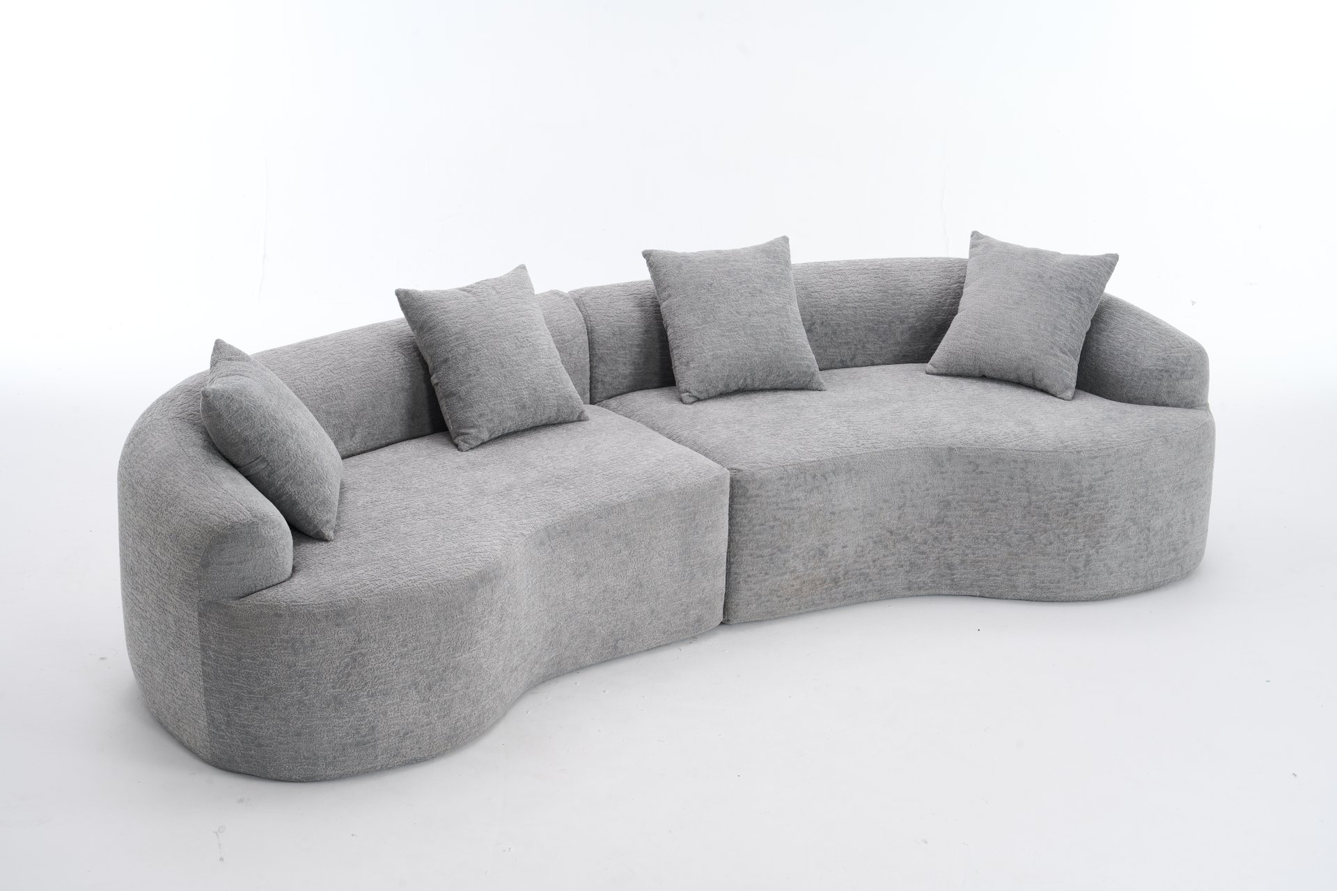 4 Seater Sofa With Chenille Fabric, 30D, 60 Hardness Full Sponge, 4 Pillow For Living Room, Home Furniture Sleeper Sectional Sofa For Apartment - Gray - Image 35