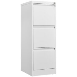 Steel Vertical File Cabinet With Lock 3 Drawer Metal Storage For A4 / Legal / Letter - White