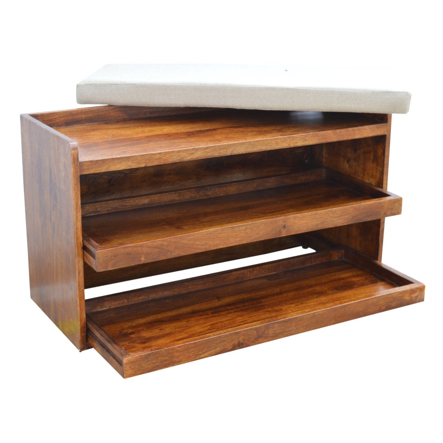 Pull Out Shoe Bench - Chestnut / Mud Linen - Image 9