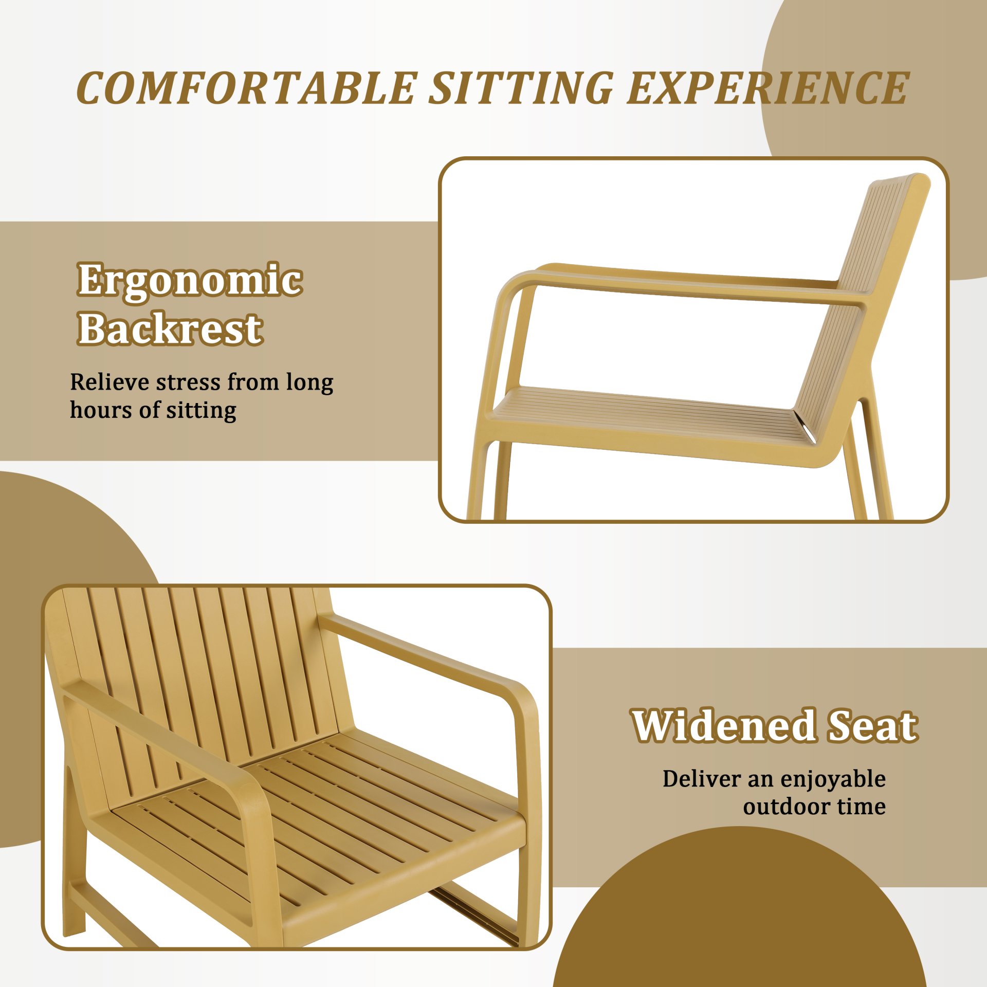 2 Piece Indoor / Outdoor Furniture Set (One Chair And 1 Coffee Table), UV Resistant, Waterproof And Durable - Brick Yellow - Image 8