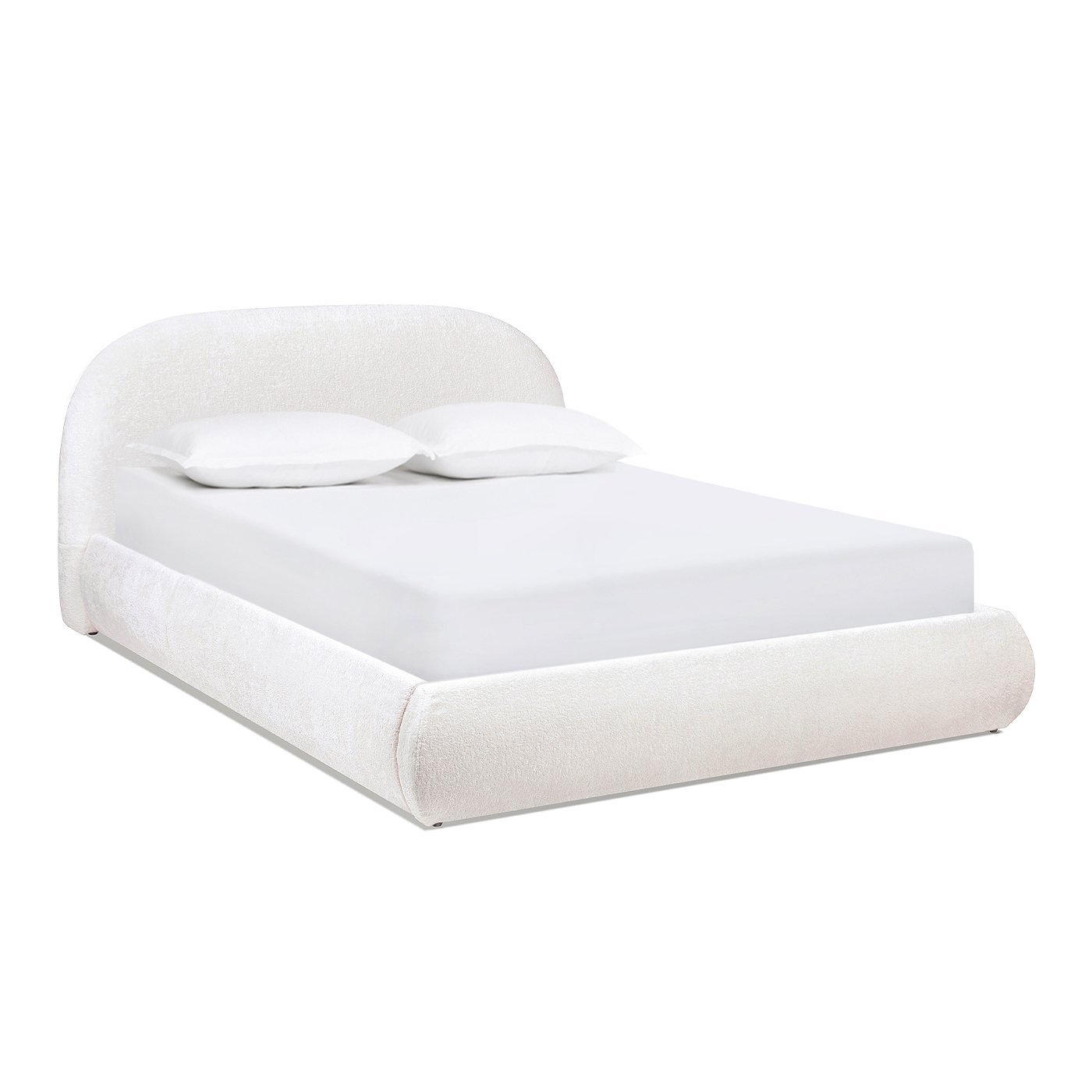 Archie Puffy Grounded - Queen Upholstered Platform Bed - Almond White - Image 4