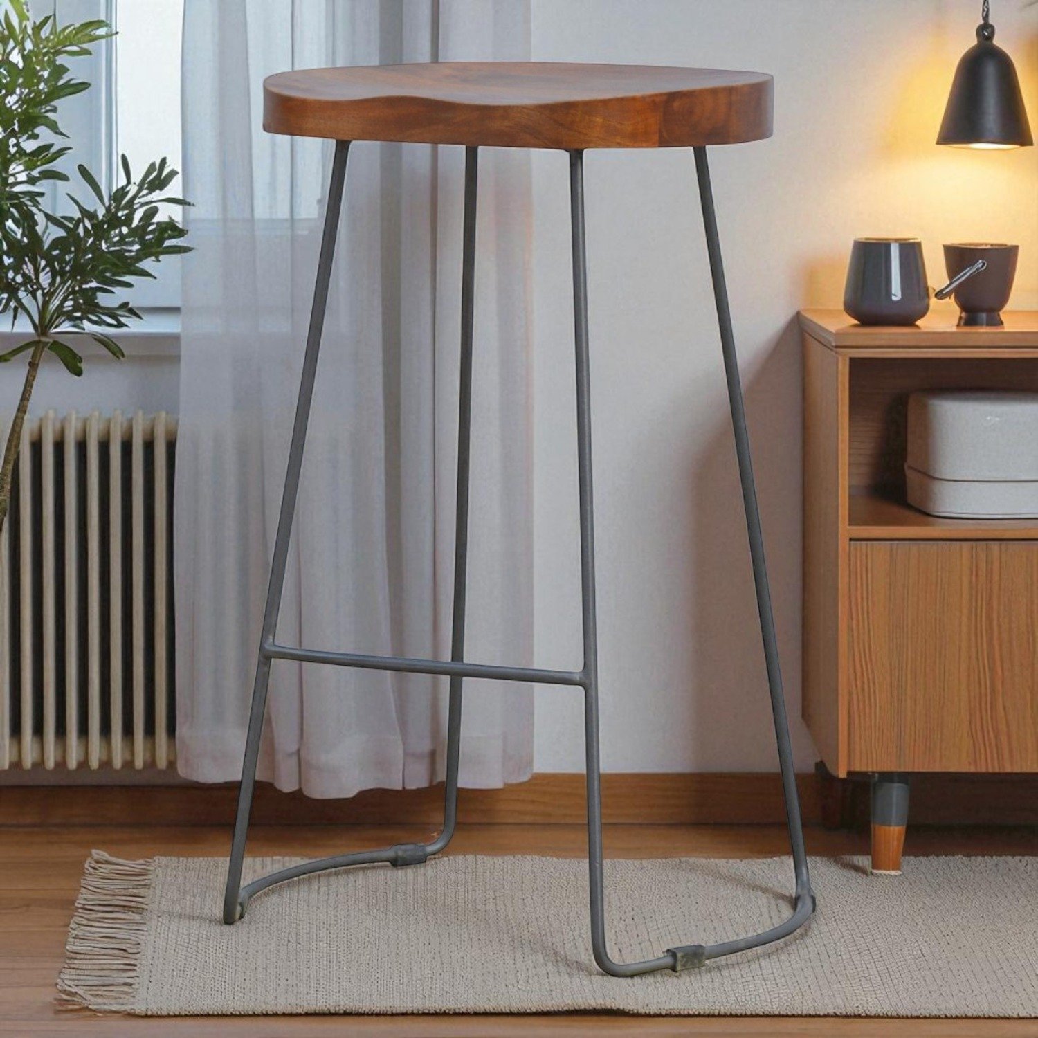 Industrial Chunky Bar Stool - Chestnut - Image 2