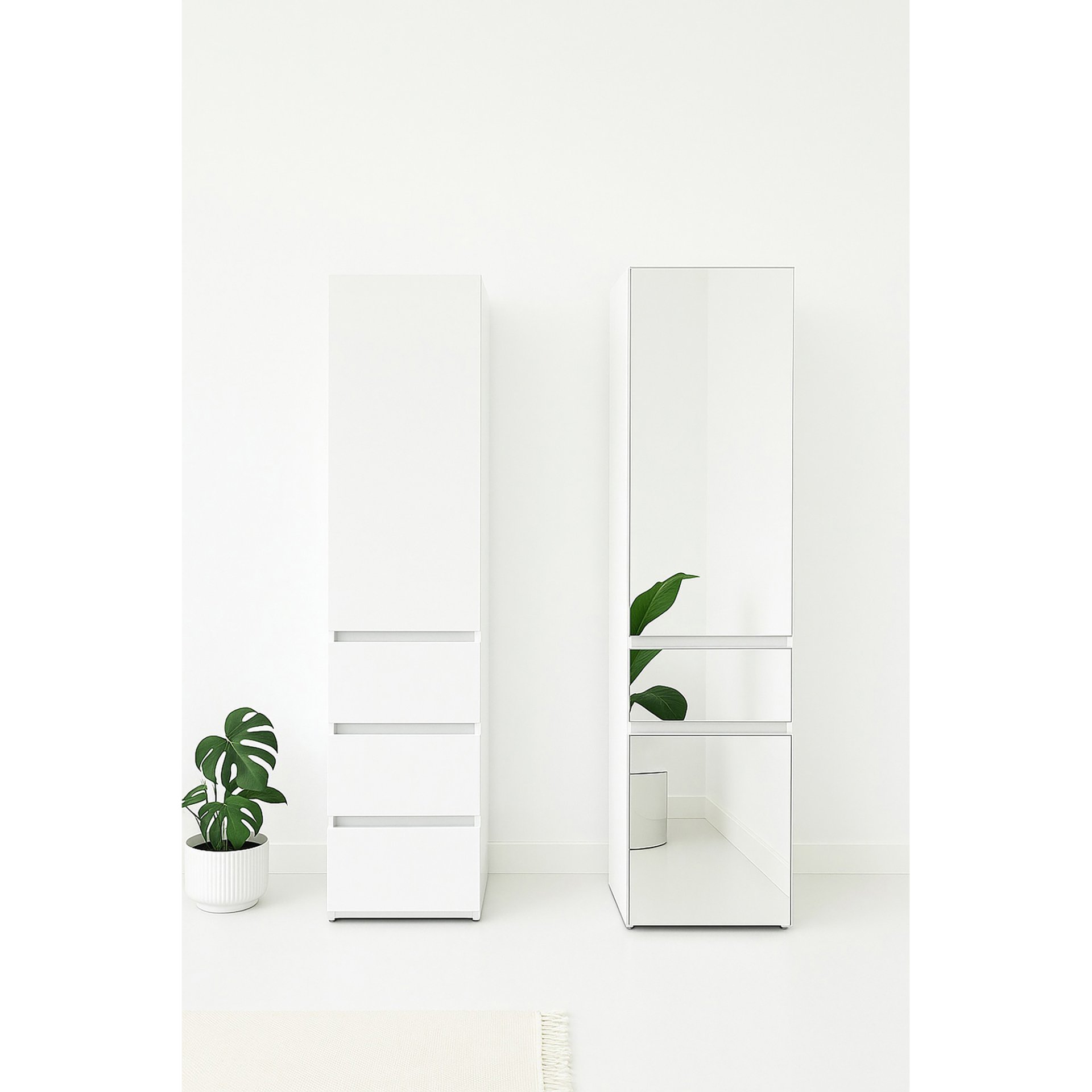 Elise - Modular Wood Closet System With Mirror In Versatile Storage Solution - White - Image 6