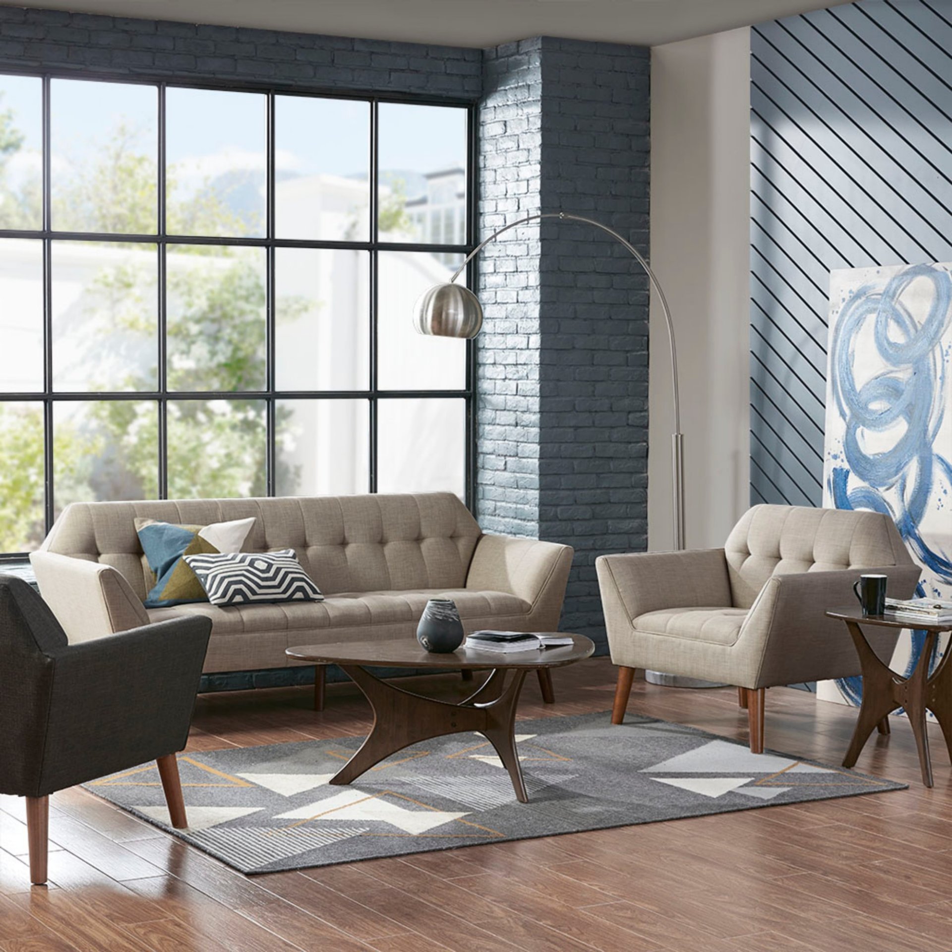 Mid - Century Lounge Chair With Button Tufting - Light Gray - Image 7