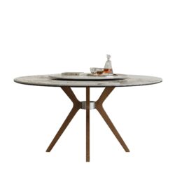 Dining Table With 35" Turntable - White