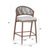 Outdoor Counter Height Aluminum Frame Counter Stools With Scallop Shaped Backrest & Water Resistant Cushions (Set of 2) - Teak - Image 3