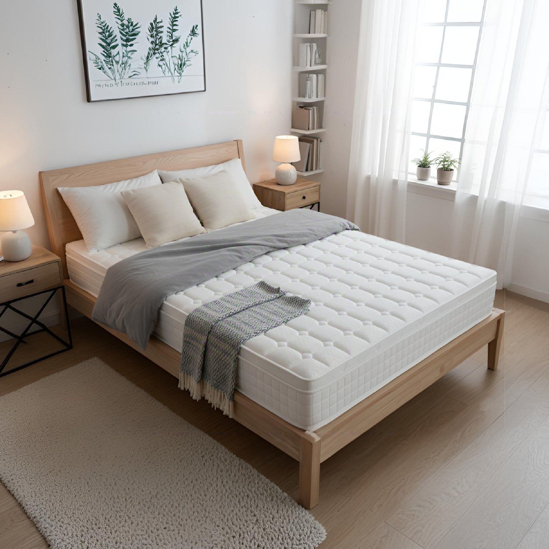10" Queen Mattress, Innerspring Hybrid With Gel Foam For Motion Isolation, Pressure Relief & Edge Support - White - Image 2