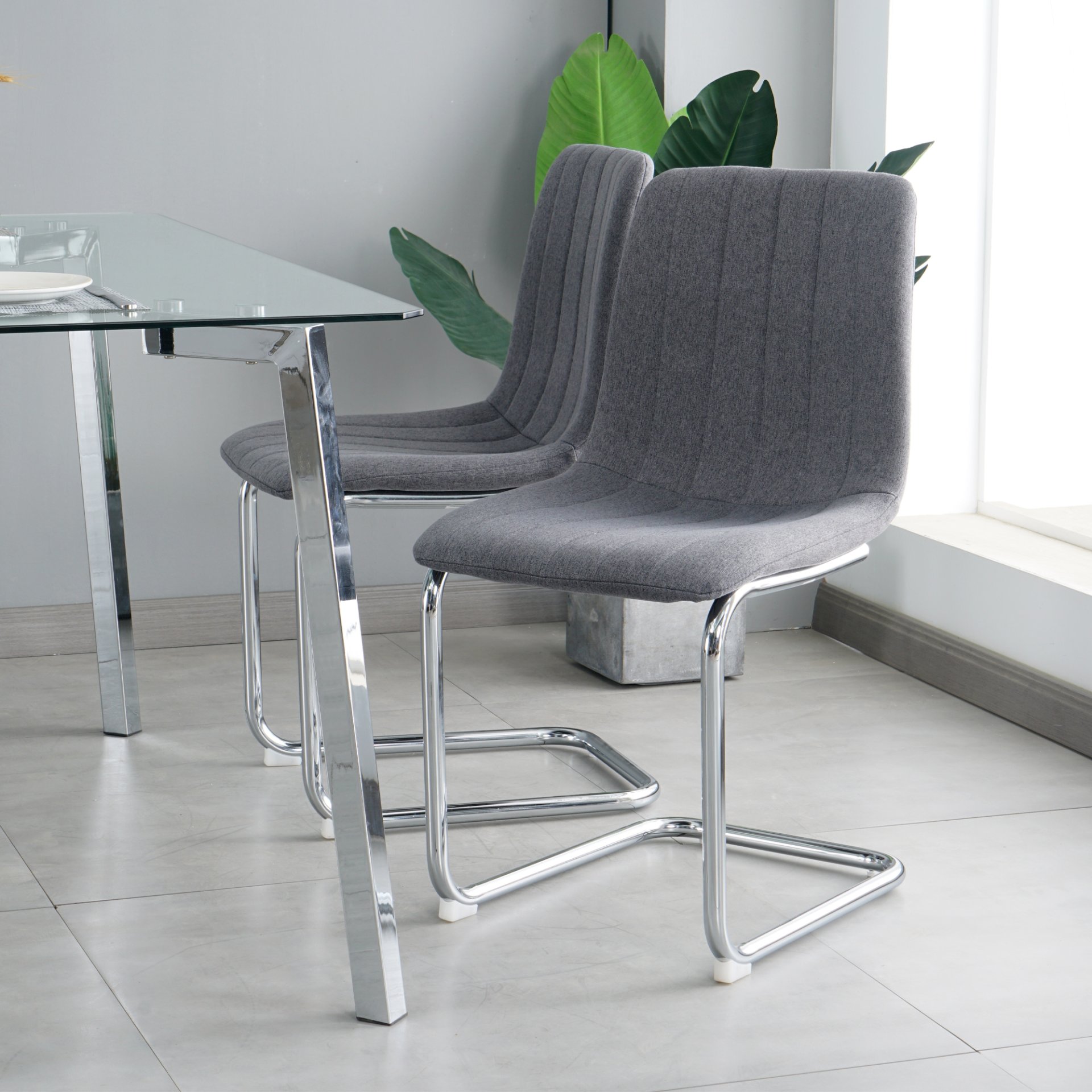 Modern Simple Light Luxury Dining Chair (Set of 4) - Dark Gray - Image 11