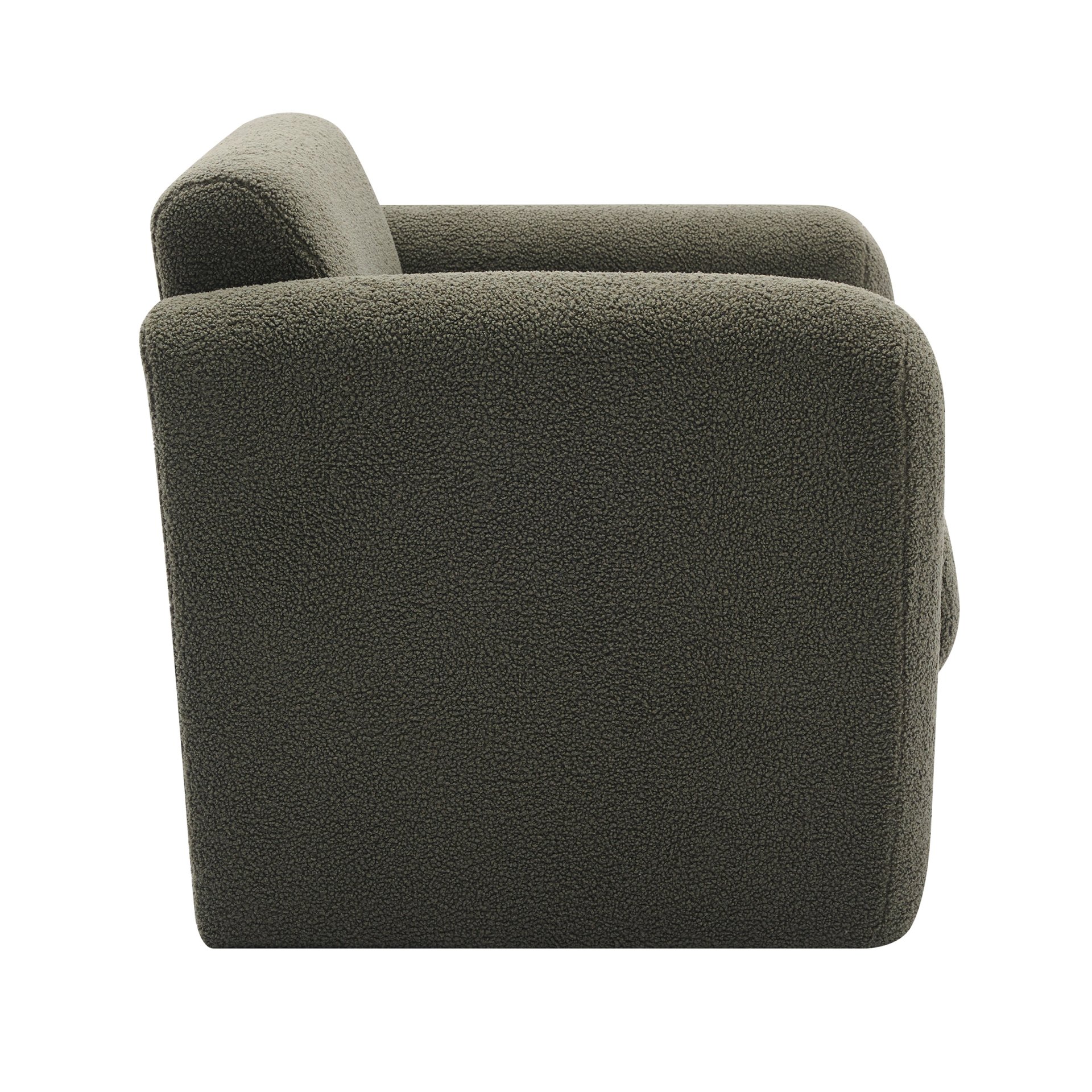 Modern Accent Chair Lambskin Sherpa Upholstered Comfy Reading Arm Chair Soft Padded Armchair With Back And Pillow For Living Room - Seaweed Green - Image 8