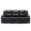 3 Seater Home Theater Recliner Manual Recliner Chair With A Led Light Strip Two Built-In Cup Holders For Living Room - Black - Image 8