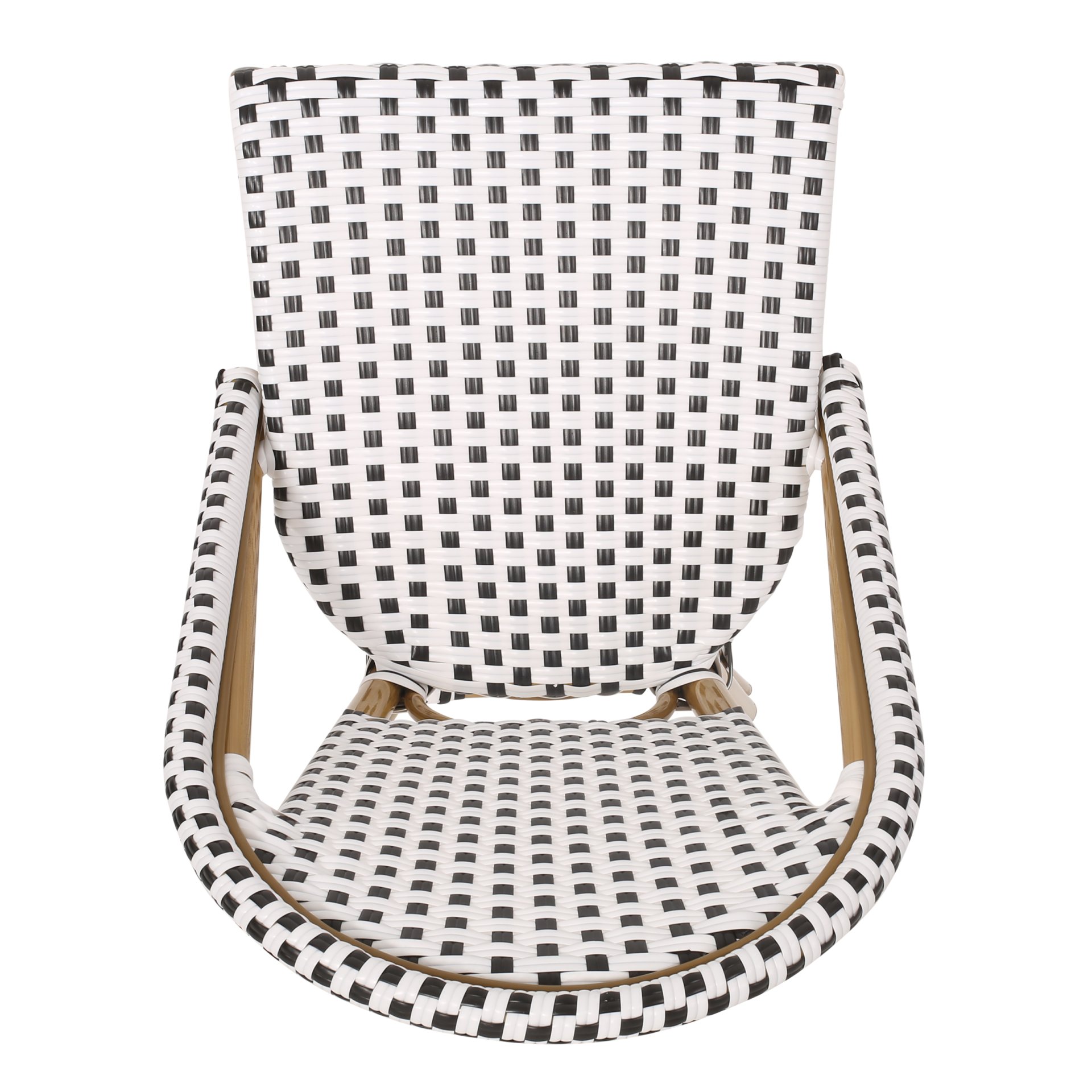 Outdoor Rattan French Barstool With Bamboo Aluminum Frame, Seat Height (Set of 2) - White / Black - Image 10