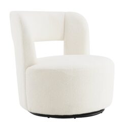 Swivel Barrel Chair With Soft Teddy Fabric, Comfy Round Accent Chair For Living Room.Upholstered Performance Fabric For Living Room Bedroom Reading Waitingroom, 1 Piece, Teddy - Cream