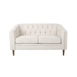 Sophisticated Loveseat With Diamond Stitched Detailing - Beige