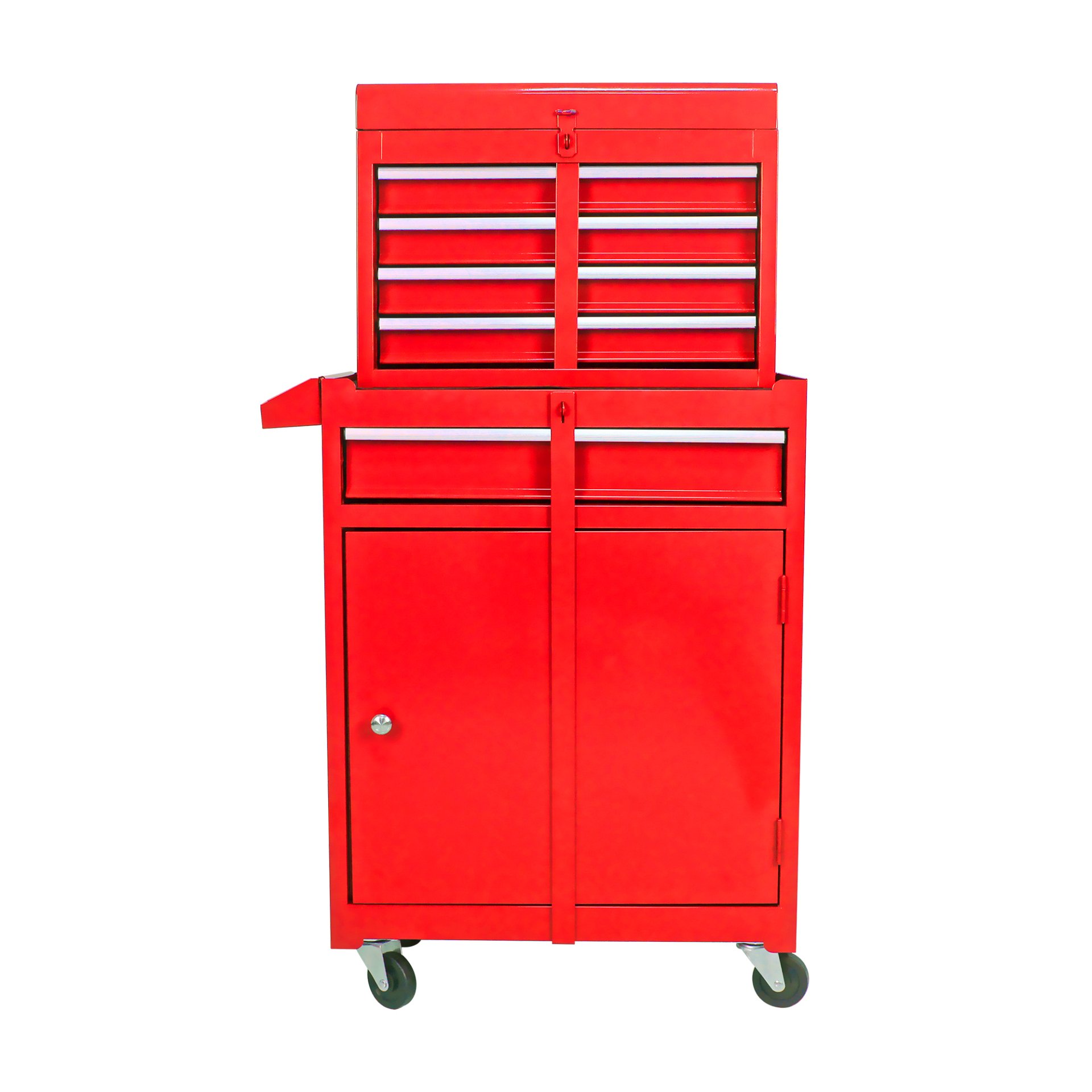 Rolling Tool Chest, 5 Drawer Tool Box Organizer With Lockable Wheels & Sliding Drawers & Detachable Top & Adjustable Shelf, Tool Storage Cabinet For Garage Workshop - Red - Image 5