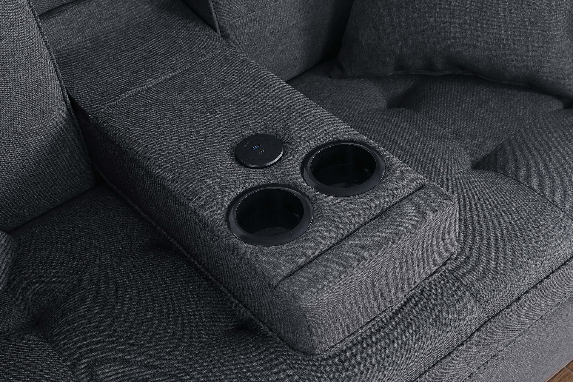 Cody II - Convertible Sleeper Loveseat With Cup Holder, Charging Ports and Pocket - Dark Gray - Image 11