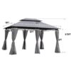 13 0 Ft Outdoor Patio Gazebo Canopy Tent With Ventilated Double Roof And Side Wall (Detachable Curtain Included On All Sides) Suitable For Lawn Garden Backyard And Deck - Gray - Image 3