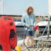 25 Gallon Gas Caddy With Wheels Fuel Transfer Tank Gasoline Diesel Can Fuel Storage Tank For Automobiles ATV Car Mowers Tractors Boat Motorcycle - Red - Image 4