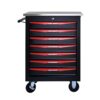 7 Drawer Multifunctional Tool Cart With Wheels, Metal Rolling Tool Cart Storage For Garage Workshop Warehouse Repair Shop With Stainless Steel Roof - Black / Red - Image 13