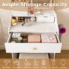 LED Vanity Mirror With Stool, 2 Drawers & 5 Storage Cabinets, Adjustable Lighting Mdf Dressing Table For Bedroom - White - Image 7
