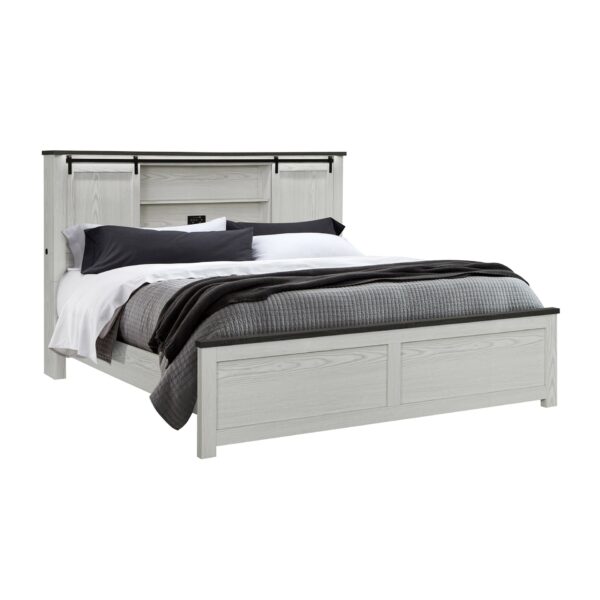 Avery - King Bedroom Set & Bookcase Headboard, Low Profile Bed, Spacious Drawers - Beige