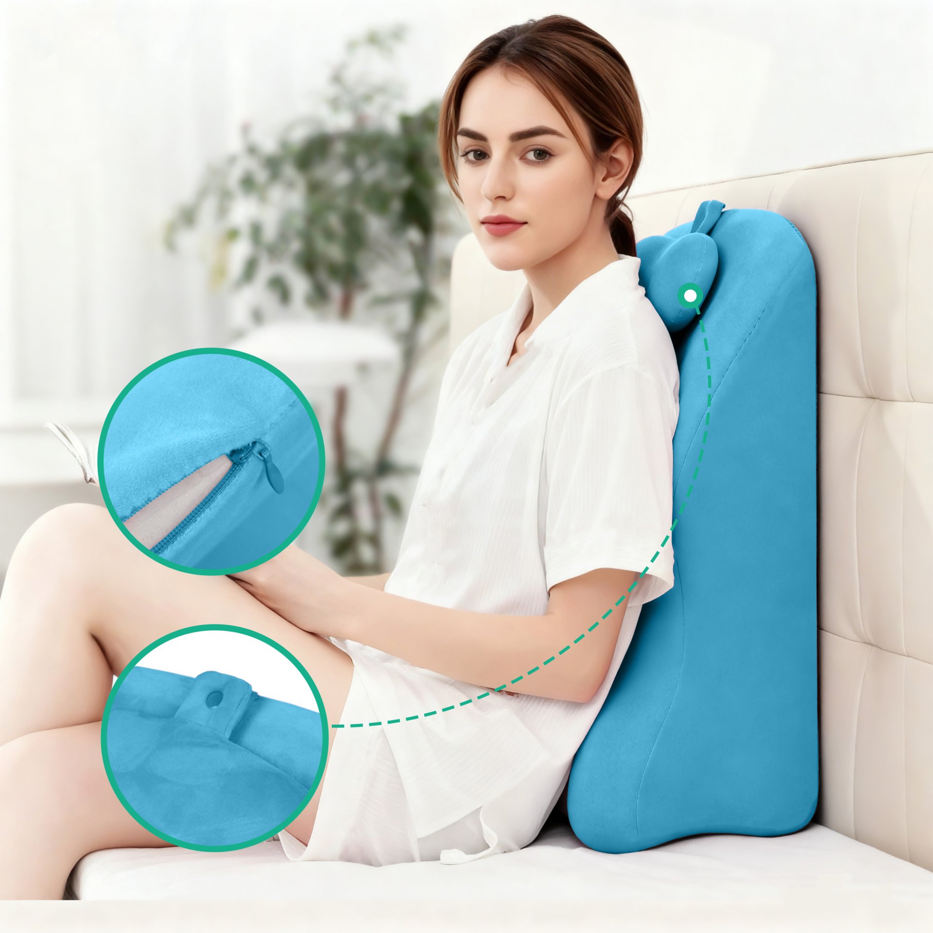 Ergonomic Spinal Posture Support Bed Pillow - Blue - Image 8